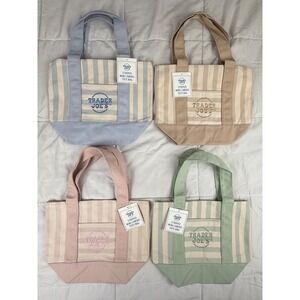 Trader Joe's Striped Mini Canvas‎ Tote Bag Set 4 Pack Multicolor NEW